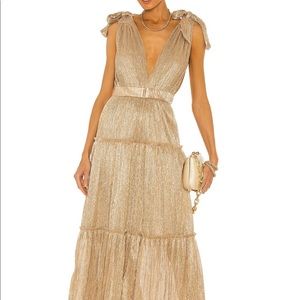 Sabina Musayev gold metallic gown/midi dress